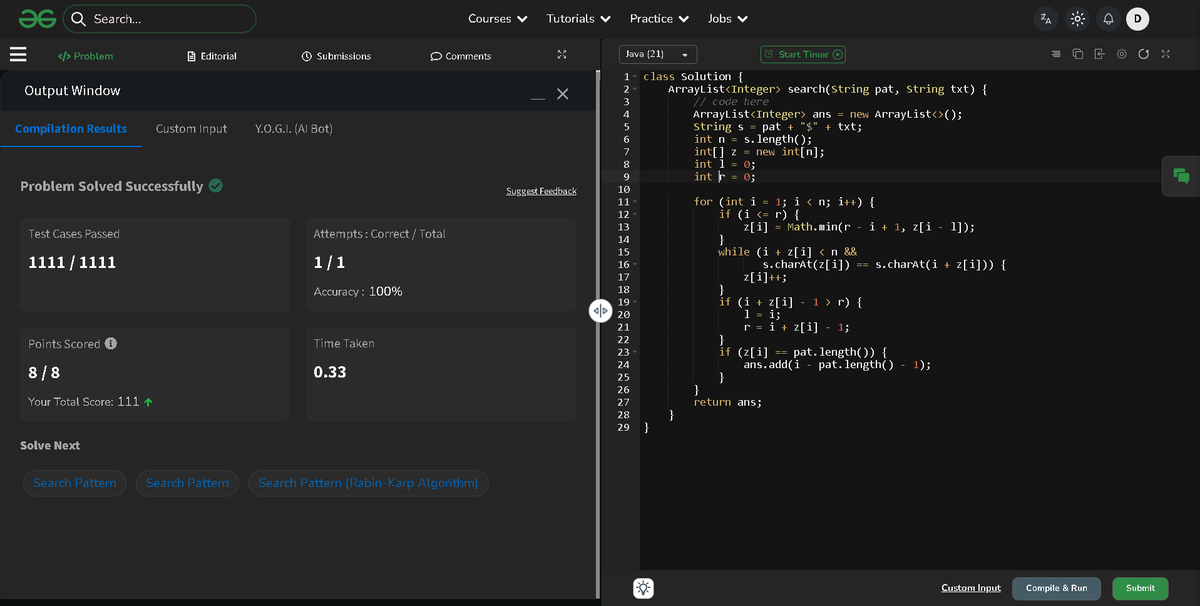 Darshan2042's tweet photo. 📅 Day 31/45 of #SDESheetChallenge @takeUforward_
@striver_79
🎯Today's grind:
 🔹Z function
 🔹KMP Algorithm or LPS array
 🔹Minimum insertions to make string palindrome

Every solved problem is a step closer to writing better code.🚀
#LeetCode #DSA #Java #SoftwareEngineer https://t.co/1PyquErr3H