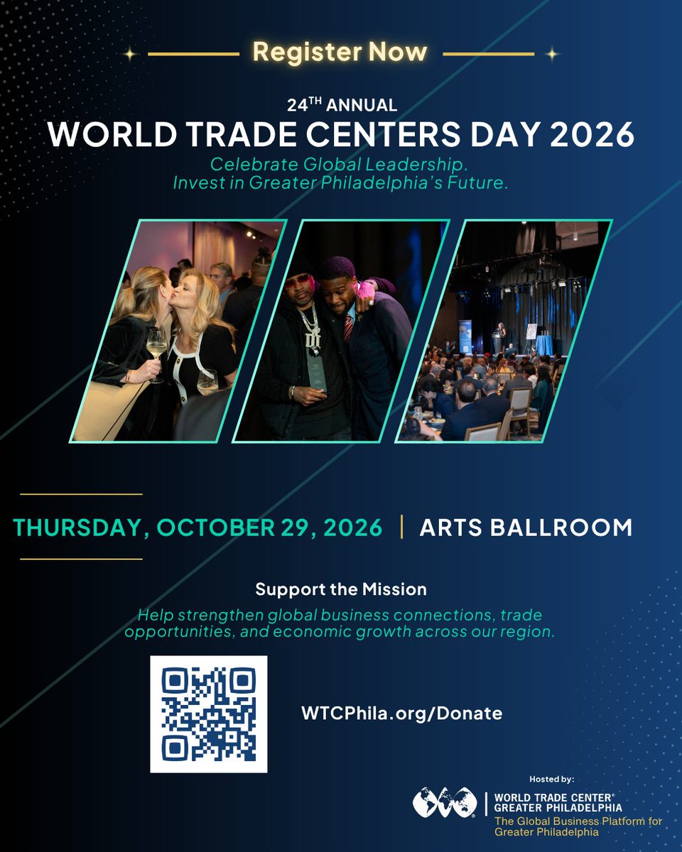 WTCPhila's tweet photo. A globally competitive Philadelphia doesn’t happen by chance.

Join us on October 29 to celebrate global leadership and invest in the programs and partnerships that help Philly compete on the world stage.

🎟️: https://t.co/RBA2CJAOlw https://t.co/fgUZVU6UUW