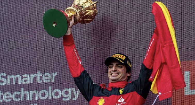 F1GrandSlam's tweet photo. Carlos Sainz is the last winner for Ferrari at Silverstone when he secured his maiden race win at the 2022 British Grand Prix https://t.co/55ENgxX4Hx