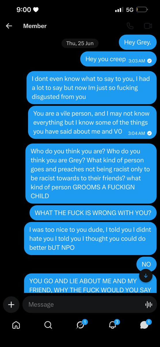 puppnyo's tweet photo. Oh, and yeah, I sent those “hateful messages”. I didn’t dox him but I sent him messages. Apparently you understand why the victims + the people he’s hurt are angry but it’s wrong for me to tell him what I think of him😳 maybe it’s harsh but holy fuck this was before this response https://t.co/KOh7bV2XAL