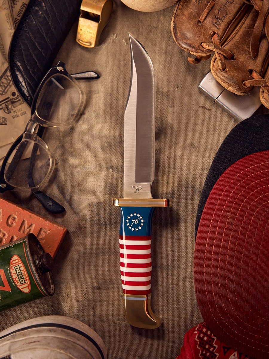 BuckKnives1902's tweet photo. This week, we proudly celebrate 250 years of American history with a commemorative release of a 119 Special - America 250 Edition.

This limited-edition fixed blade honors the resilience, freedom, and craftsmanship that have defined our nation for generations. Featuring a satin-finished, BOS heat-treated 420HC blade, a striking red, white, and blue acrylic handle, and an etched 76-star motif, every detail was designed to commemorate this historic milestone.

Limited to just 1,000 pieces and paired with a USA-made black buffalo leather sheath, the America 250 119 Special is more than a collector's piece; it's a tribute to the American story and the enduring spirit that continues to inspire us.

Available now while supplies last, grab yours now: https://t.co/6PvMqRpBdJ

#BuckKnives #America250 #119Special #AmericanMade #CarryTheLegacy