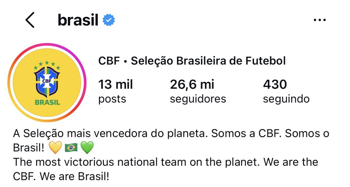 memexbrasil's tweet photo. Off: acho um crime o @ brasil no instagram ser da CBF e não do governo brasileiro https://t.co/Tx2cAvp09c