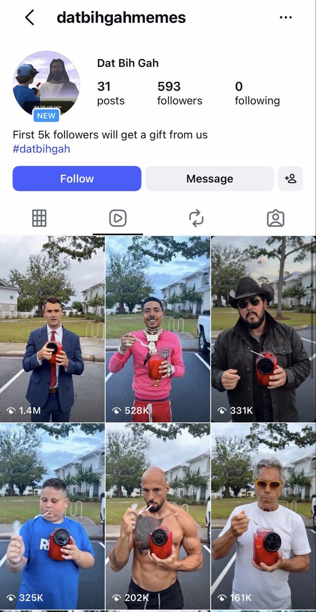 MartinBOOLISH's tweet photo. @slingoorio Return to memes with active communities pushing said memes to normies on Instagram. Check out DATBIHGAH, fresh Instagram already blowing up https://t.co/X1KvR3DgBX