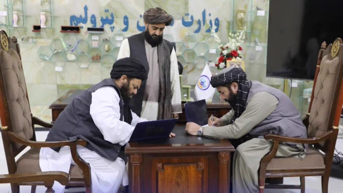 The Taliban government signs a salt mine contract in Herat.