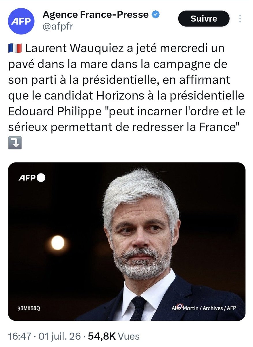 KimJongUnique's tweet photo. @laurentwauquiez Bonjour @laurentwauquiez, je viens du futur. En juillet 2026, vous tournez votre veste et soutenez Edouard Philippe. https://t.co/6CXd843Vqu