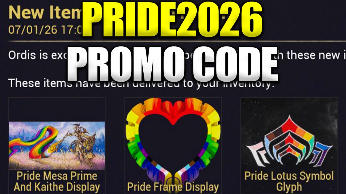 Pupsker's tweet photo. New Warframe PRIDE2026 promo code is now out :) https://t.co/rmEREXPE89