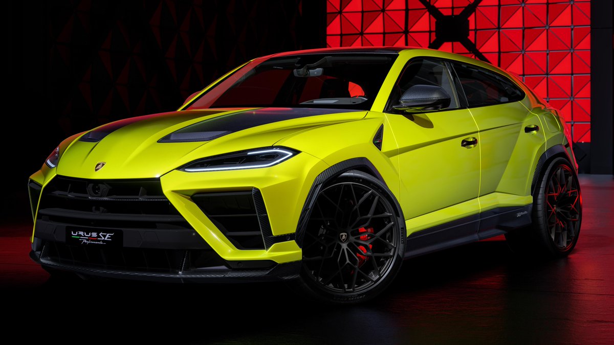 Earlsimxx's tweet photo. The new 2027 Lamborghini Urus SE Performante - now with 812hp and 1,000nm. 0-100km/h takes 3.3s only before reaching 312 km/h top speed

New changes include shedding 32kg over regular Urus SE, new bumper with carbon fiber splitter, new carbon fiber difusser and boomerang vents on the rear fenders and new vented carbon fiber bonnet. 

Powertrain is a 4.0L V8 twin-turbo hybrid with a pure electric range of 60km.