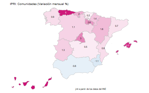 JMendezLiron's tweet photo. La #ComunidadAutonoma que registró mayor incremento en el Índice de Precios Industriales #IPRI en el mes de mayo fue #Canarias (+6,4%). Ver más: https://t.co/OmrfLXM7eV #macroeconomia #BusinessIntelligence #macroeconomics #industria #precios #data #ine #payInCash https://t.co/7DbcK3i18M