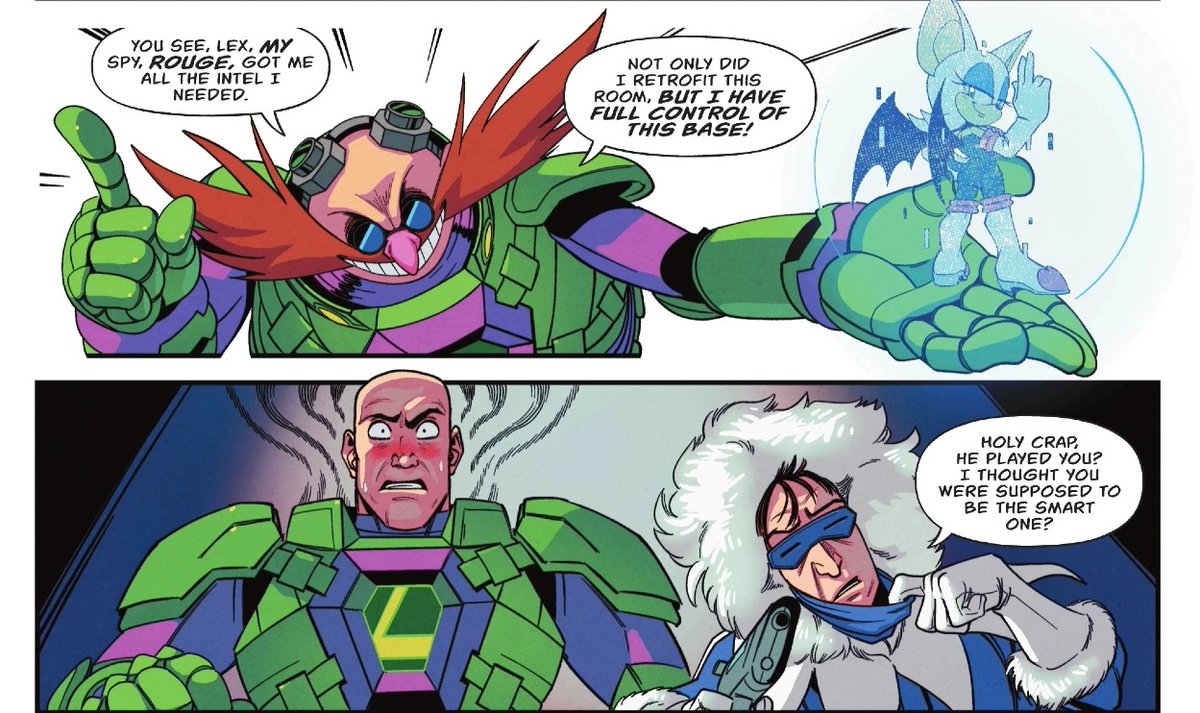 buggy_con's tweet photo. Eggman beat Lex Luthor with furry bat booty. https://t.co/d7MVHMjMS9