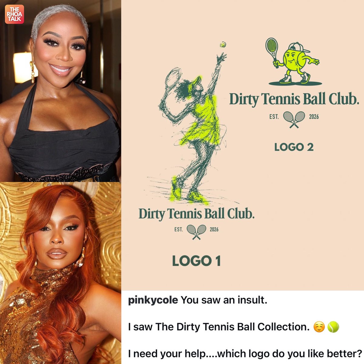 TheRhoaTalk's tweet photo. Pinky announces Dirty Tennis Ball collection after Phaedra’s shade. #RHOA https://t.co/I00BfLvAVG