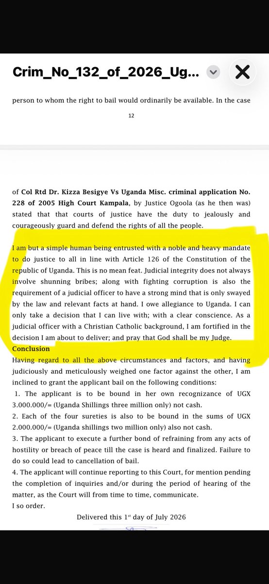 jjuukoa's tweet photo. Judicial officers are finally beginning to remember their religious doctrines when it matters the most. What really makes a judicial officer to have to remind herself of her duty this way? Judicial independence must be maintained. Bravo to the magistrate for doing what is right. https://t.co/tt1W49VvDK