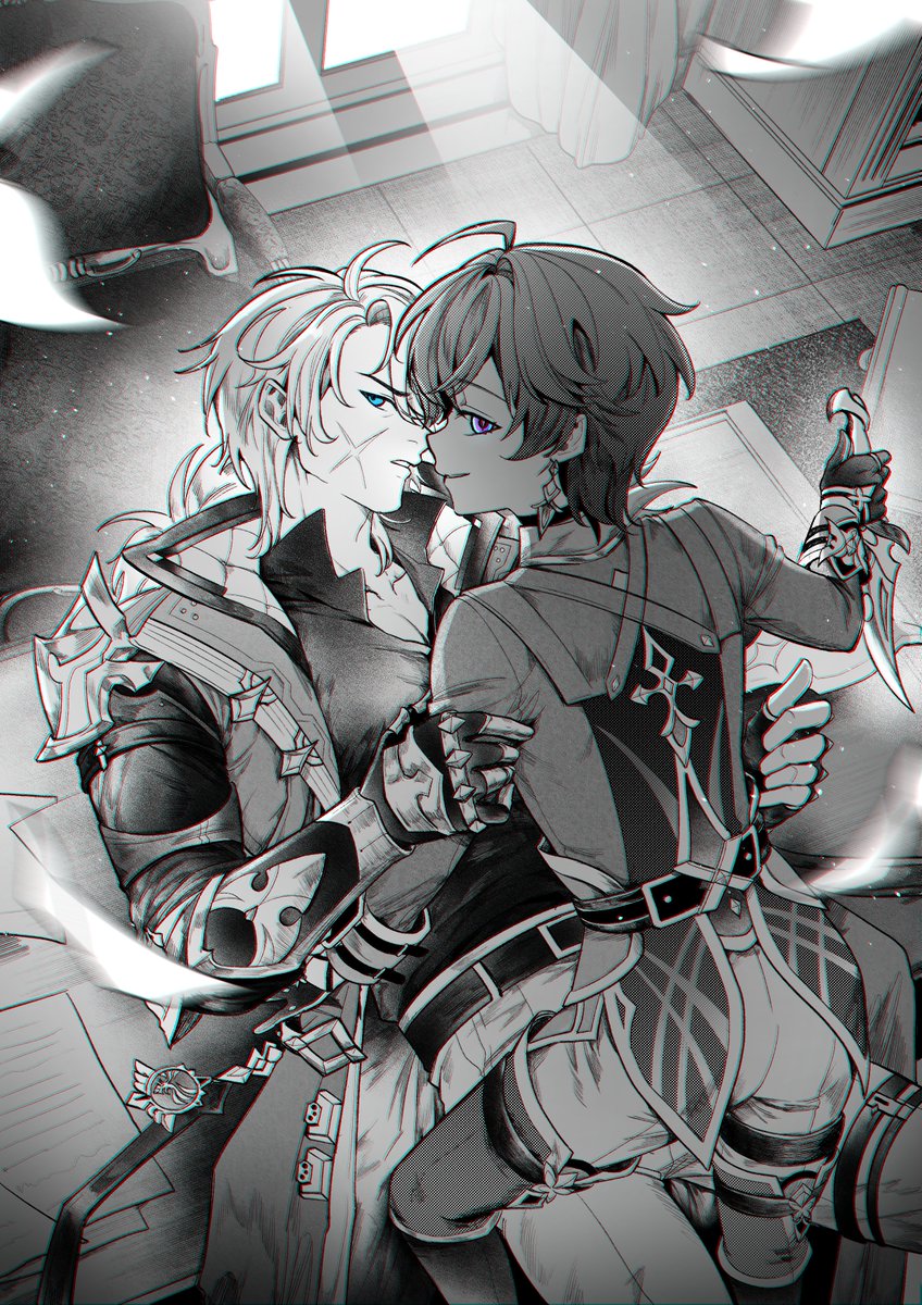 HuangLan_20's tweet photo. Commission for client
#Varhen #Varlohen #Varka #Lohen #ファルロエ #GenshinImpact #Commission https://t.co/YVSUfsH3Np