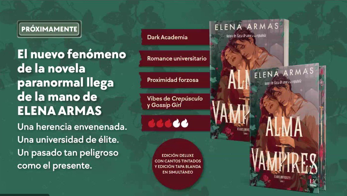 UniversoDSilvia's tweet photo. ⚠️ATENCIÓN⚠️

Próximamente #RBALit publicará “Alma Vampires” de @elenaarmasbooks. https://t.co/DxcnGq92Ws