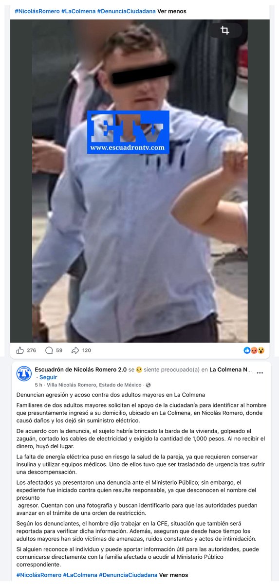 ALEJANDROR3Y's tweet photo. @CFEmx Buenos  días, dónde puedo denunciar a un trabajador de la CFE que intentó  extorsionar a mis padres de 82 años, les cortó la luz y los mando a urgencias. Ya se hizo  la denuncia ante el MP, pero no tenemos el nombre, solo la dirección, sabemos que trabaja en la CFE https://t.co/scPqHH7XCv