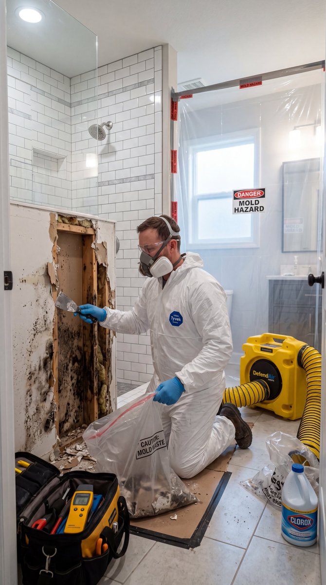 EaseDry's tweet photo. What actually works: remove the affected material, HEPA vacuum the area, treat it properly, and fix the moisture source causing it. Skip any of those and it returns. https://t.co/fzTkMKzdBB
