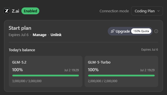 MadTheRez's tweet photo. توی ZCode می‌تونید از GLM 5.2 به صورت رایگان تا 3میلیون توکن استفاده کنید. 2 میلیون هم GLM 5 Turbo می‌ده https://t.co/jCYHhAz6EG