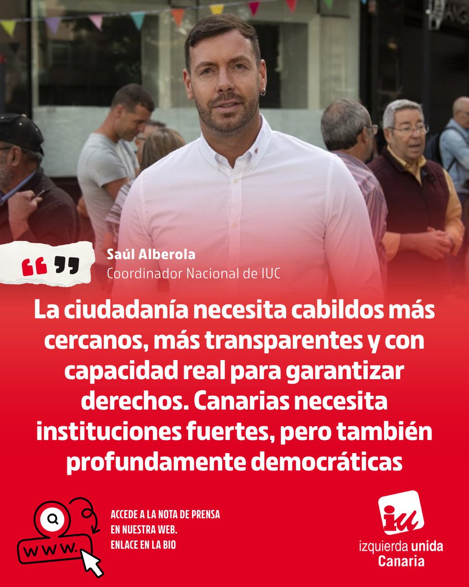 IUCanaria's tweet photo. 🏛La nueva Ley de Cabildos es insuficiente. Canarias necesitaba una oportunidad real para avanzar en participación, transparencia y democracia. 

🔍Defendemos instituciones con paredes de cristal, más cercanas y con capacidad real para garantizar derechos. 
#Transparencia https://t.co/EQnXt7rNwP