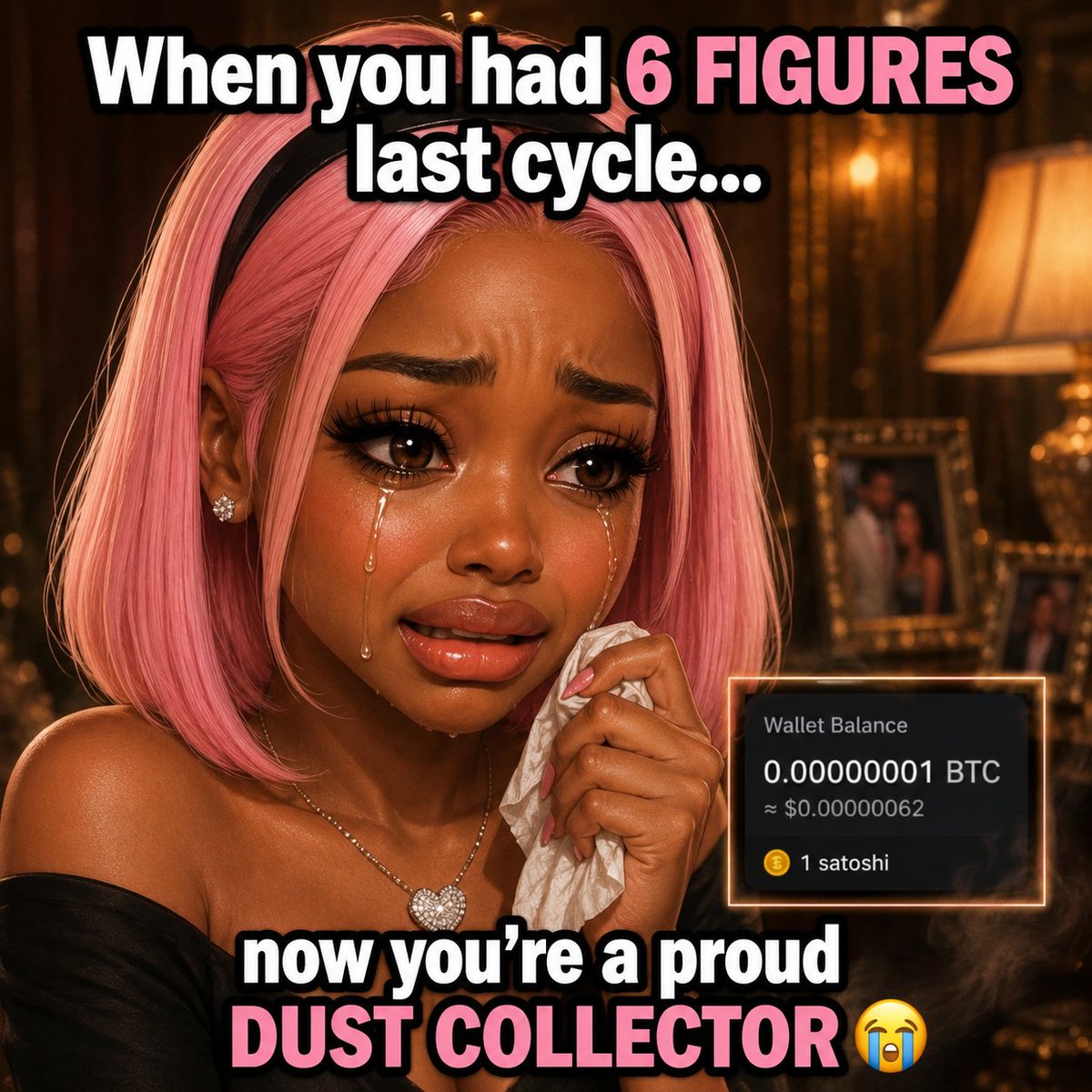 HODLGIft's tweet photo. Started the last cycle dreaming of six figures... ended this one protecting my last satoshi like it's family. 😂 https://t.co/q35q5UnfGi