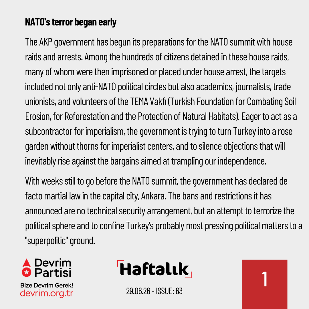 devrim_int's tweet photo. NATO Terror in Ankara
"Haftalık" (Weekly), where we assess the significant developments of the previous week, is out:

NATO's terror began early https://t.co/fR3bIT5IIS