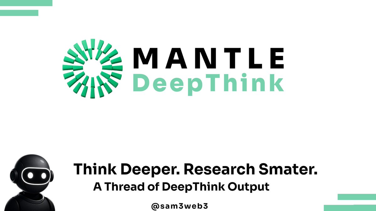 sam3web3's tweet photo. Output from Mantle DeepThink

I asked Mantle DeepThink one question:

“What are the biggest RWA protocols on Mantle Network and how much value do they hold?”

Everything that follows is the raw, unedited output generated by the agent.

No edits.
No rewriting.
No formatting changes to the research itself.

Note: The response may vary slightly over time as Mantle DeepThink uses live web search and current market data.

This is exactly how Mantle DeepThink responded.

👇🧵