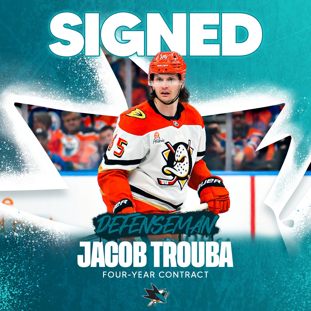 SanJoseSharks's tweet photo. Welcome to San Jose Jacob Trouba. ✍️