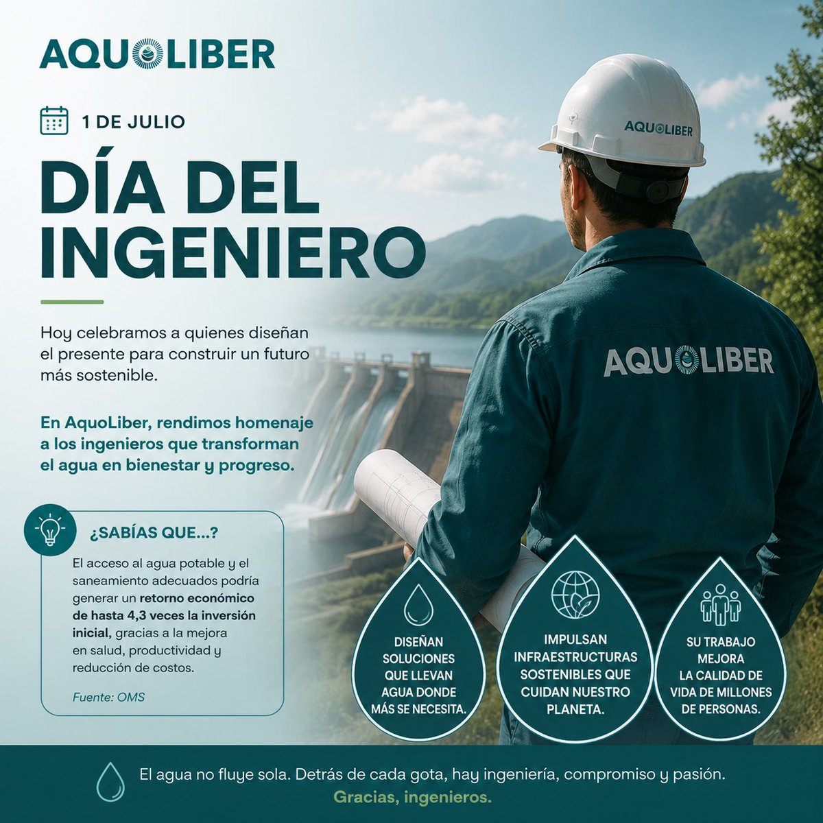 AquoLiber's tweet photo. Hoy celebramos a quienes convierten las ideas en soluciones.  En AquoLiber creemos que detrás de cada gota de agua potable hay innovación, compromiso e ingeniería.

¡Feliz Día del Ingeniero! 💙

#diadelingeniero #ingeniería #água #innovación #sostenibilidad #aquoliber https://t.co/lEQq9Y97Fk