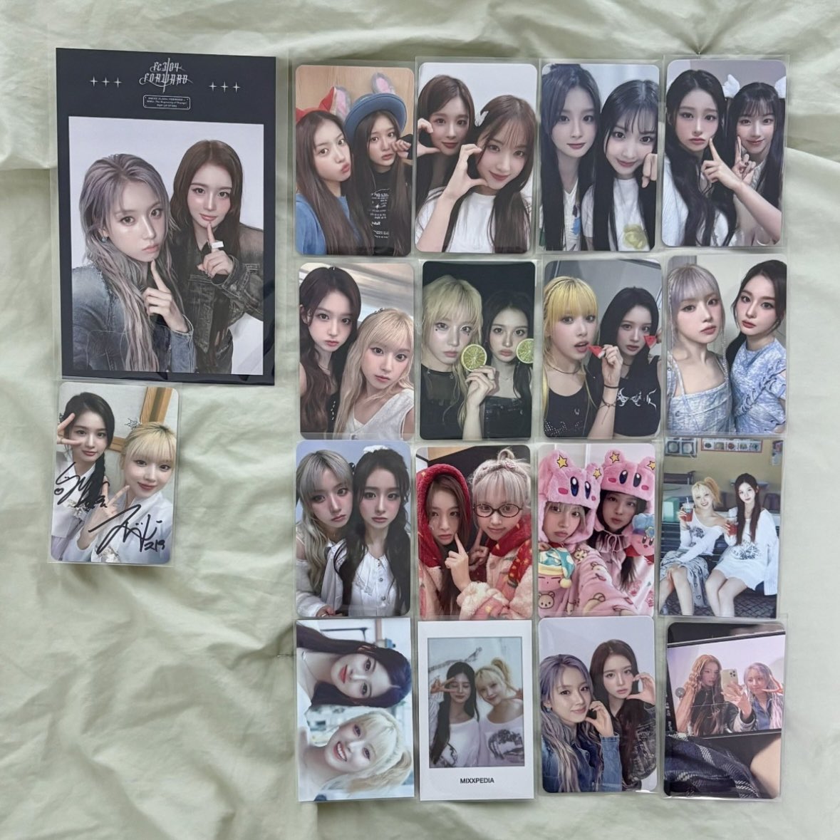 gds_yangdo's tweet photo. 엔믹스 설윤&amp;지우 유닛 굿즈 일괄 양도
✅ 30.0ㅣ싸인 포카 포함 총 18장

릴리 해원 배이 규진 쮸아즈 한복 팝업 메이크스타 중국 훕재팬 마뮤테 스타리버 집샵 팬즈샵 콘서트 사웨 앺뮤 럭드 앨포 미공포 픽마홍 마카오 싸포 nmixx lily haewon sullyoon bae jiwoo kyujin md pc wts wtb buy sell https://t.co/towu8thAJL