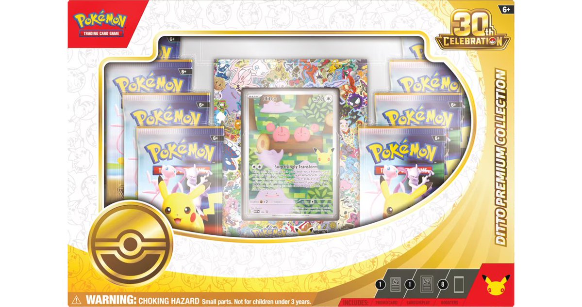 CardPurchaser's tweet photo. More Pokemon 30th Celebration items to pre-order at your local GameStop #ad 

Ditto Premium Collection https://t.co/a4DDqKQfnV
Binder Collection https://t.co/1kTymLEx1e
Tin https://t.co/V2SRXBscZy
Mini Tin https://t.co/OsXCUz9lzQ
UPC https://t.co/TOqgtixIiI
Figure Collection https://t.co/TOqgtixIiI
Battle Deck https://t.co/0qO3ylKt6j