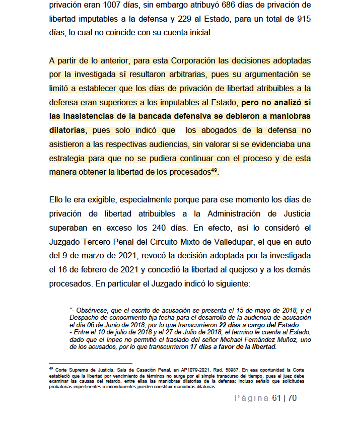 Melovides's tweet photo. 🚨 Urgente | Sanción disciplinaria contra una juez de control de garantías que negó a la libertad por vencimiento de términos, a pesar de que se cumplían los requisitos, dado que no analizó si la inasistencia de la bancada de la defensa era una maniobra dilatoria. https://t.co/xToKZXlATl