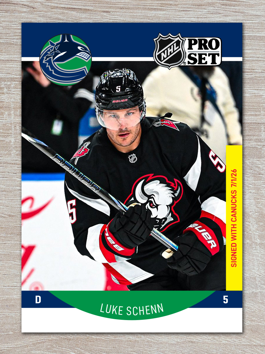 HockeyCards8's tweet photo. Luke Schenn has signed with the Vancouver Canucks (1 year, $2.25M).

#NHL #FreeAgentFrenzy #Canucks https://t.co/sgTNjPH12r