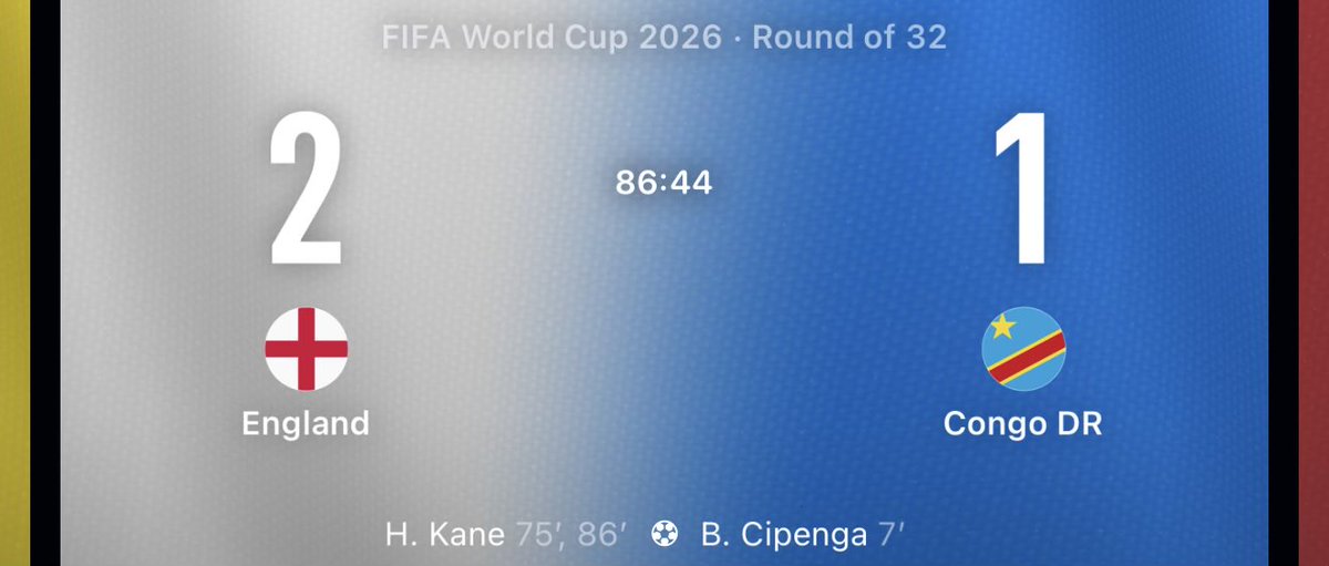 SIR3GGi3's tweet photo. Harry Kane double puts England on a 2-1 lead against DR Congo with 4mins of normal time to go. What a striker!!! https://t.co/aALoyCCelL