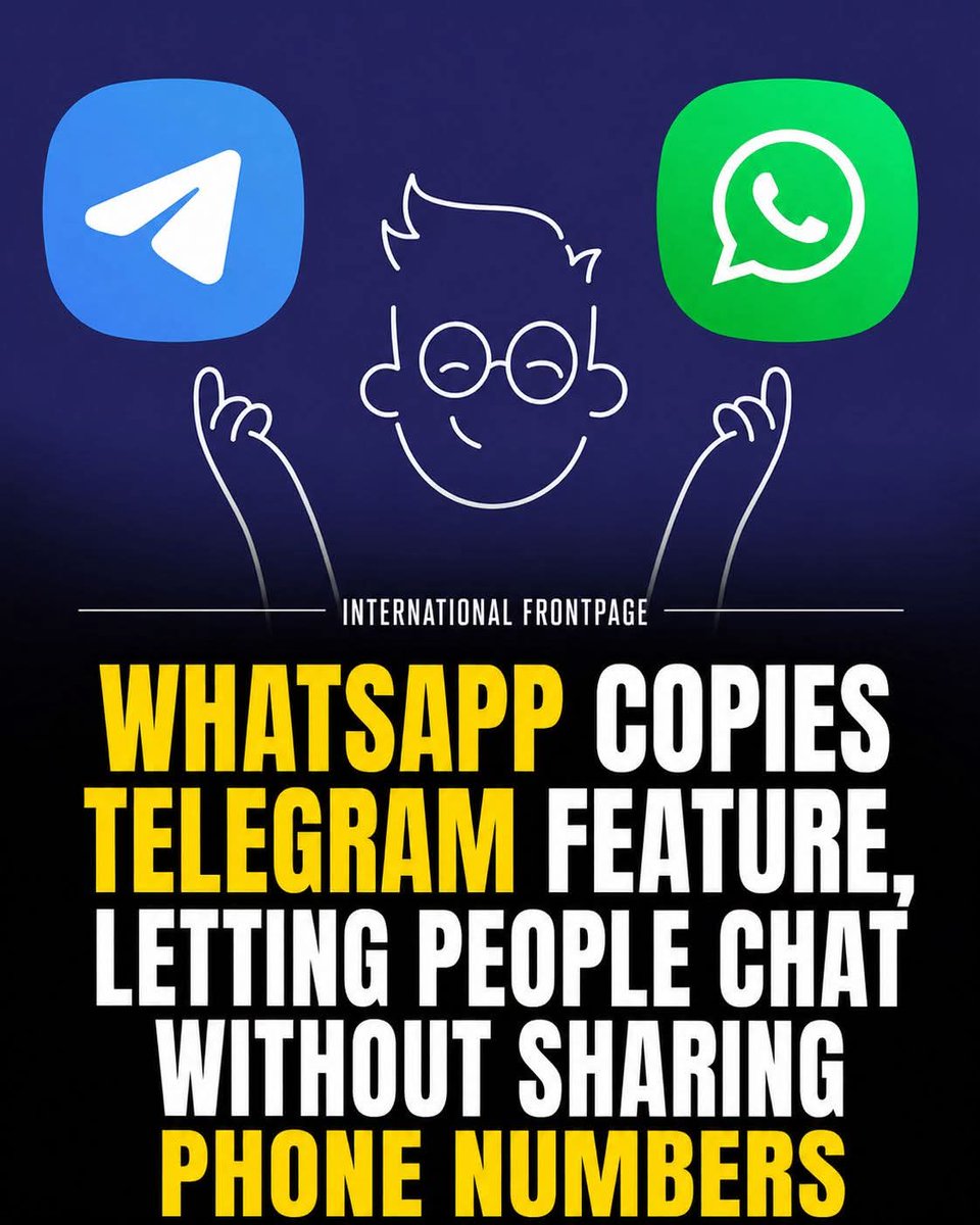 thetifp's tweet photo. WhatsApp is rolling out usernames, letting users chat without sharing their phone numbers. The feature includes new privacy protections, while Telegram noted it introduced username-based messaging back in 2014.

#WhatsApp #Telegram #Privacy #TechNews https://t.co/JSlkfBU4kt