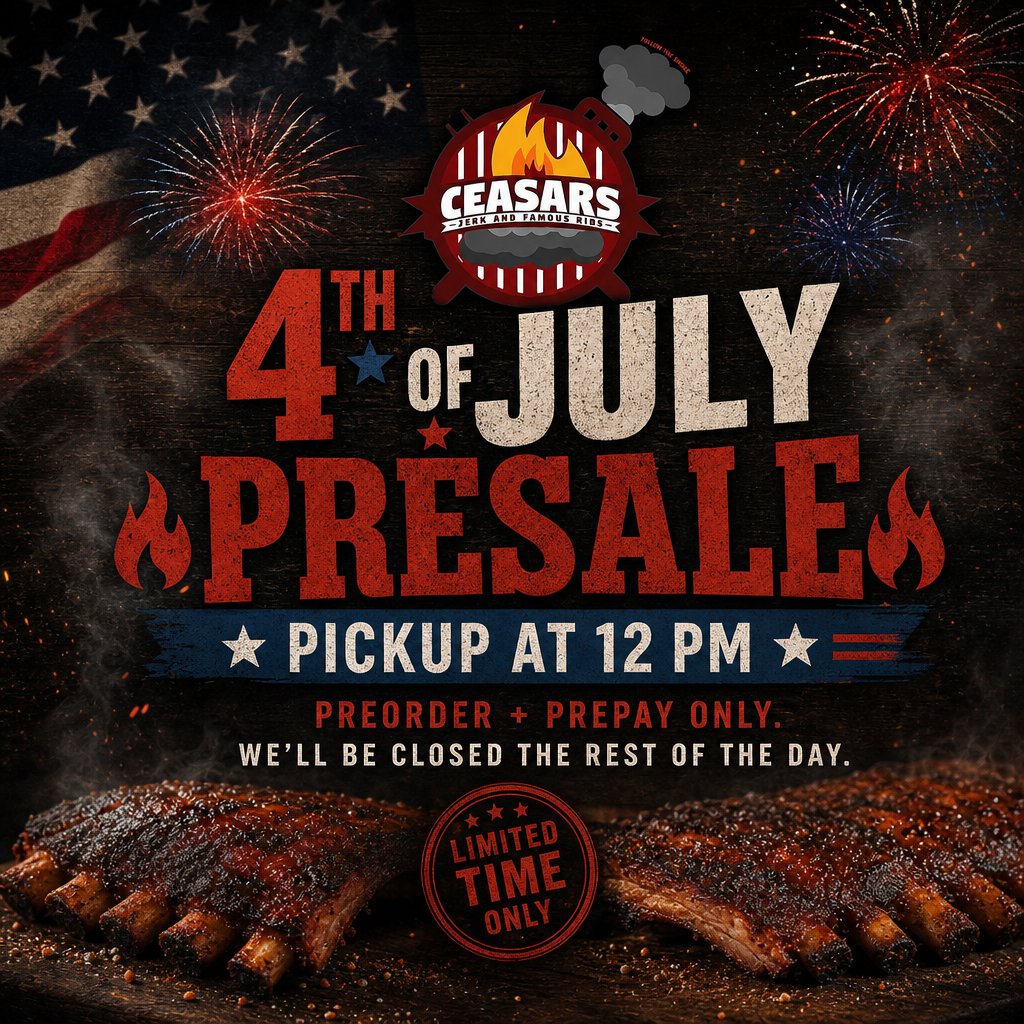 CeasarsRibsFL's tweet photo. We are taking presale orders only for this Saturday.
Pick‑up is at 12 PM at our spot.
Preorder + prepay — we will not be open the rest of the day.
1880 Dr. Andres Way
Delray Beach, FL 33445  

https://t.co/ay7xEyYRyR

#CeasarsFamousRibs
#DelrayBeachBBQ
#PresalePickup https://t.co/3sQLWMs0VN