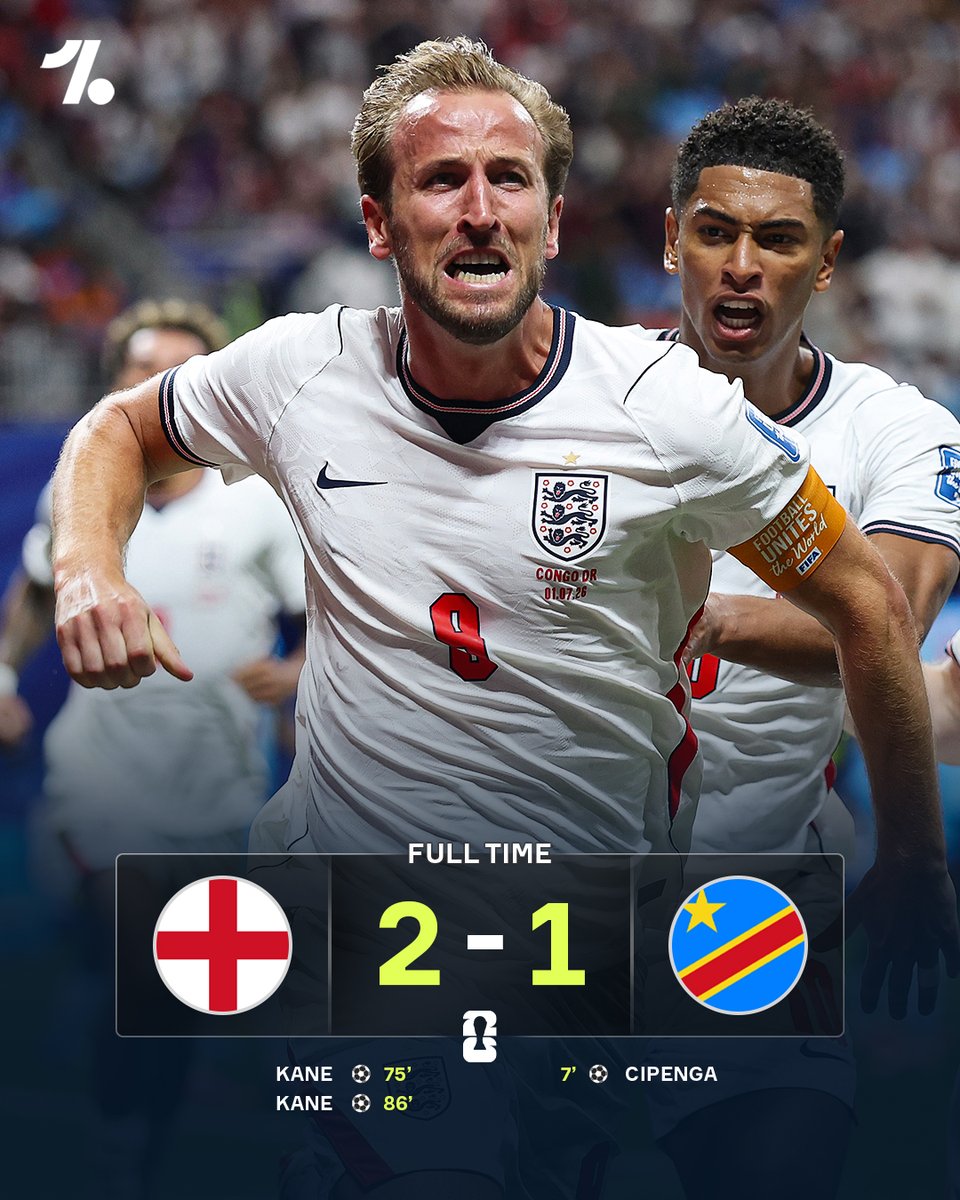 OneFootball's tweet photo. Somebody call a doctor... but not for Harry Kane 🤯

DR Congo are heading home as England's captain Harry Kane bags two goals sending them into the World Cup Round of 16 🏴󠁧󠁢󠁥󠁮󠁧󠁿🎫

Next up, Mexico 🇲🇽 https://t.co/fJTxYsWal0