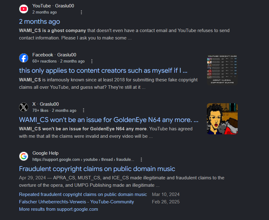 chattercat33's tweet photo. idk why it doesn't display in this screenshot, but the second claim is from WAMI_CS which google exclusively turns up reports for in the context of them submitting lots of false claims https://t.co/NtWu6LFj3j