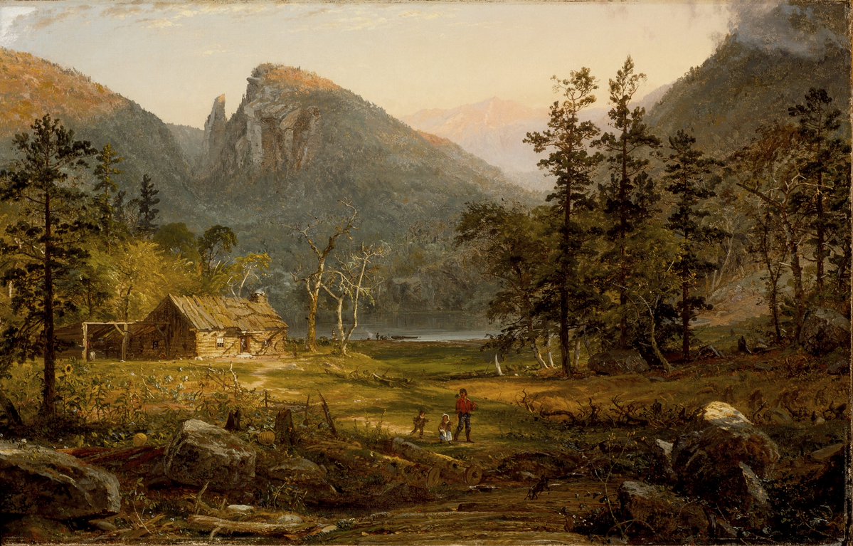 Tcolegoat's tweet photo. "Pioneer's Home, Eagle Cliff, White Mountains LACMA AC1994.152.3" - Jasper Francis Cropsey (19th Century) https://t.co/jvmGRKhcSh