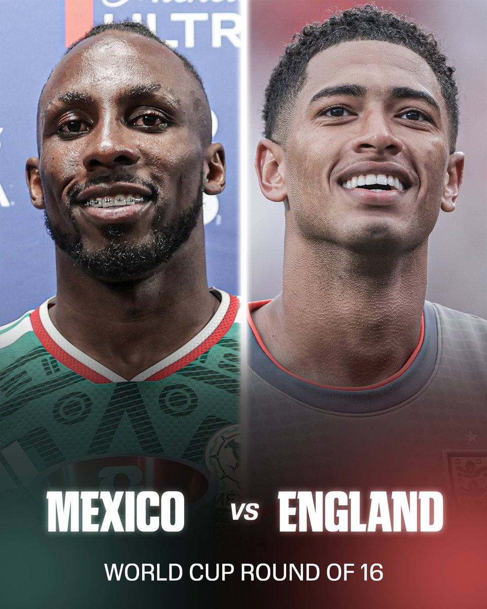 ESPNFC's tweet photo. THREE LIONS VS. EL TRI 🔥
 
TWO EPIC FOOTBALL NATIONS IN THE ROUND OF 16! 💪

WE WILL BE THERE! https://t.co/BwhsTXHjgn