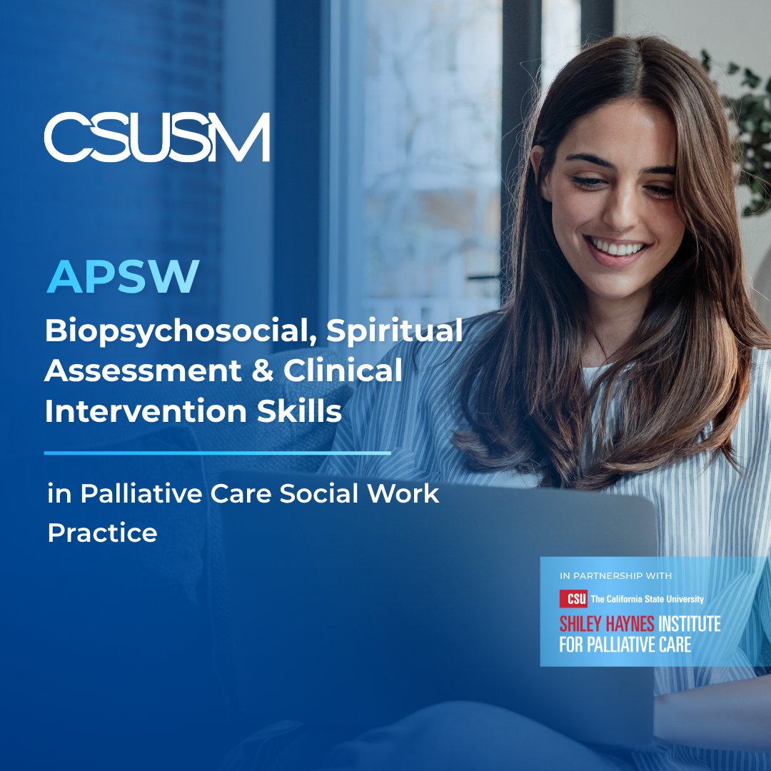csupalliative's tweet photo. Grow your specialty practice in palliative care. Our 9-week course begins Oct. 14 and helps social workers build advanced assessment &amp; intervention skills while earning 54 CE Hours. Enroll now: https://t.co/RDoQ4FHHu3 

#APSW #SocialWork https://t.co/Qp5ZjNFhCG