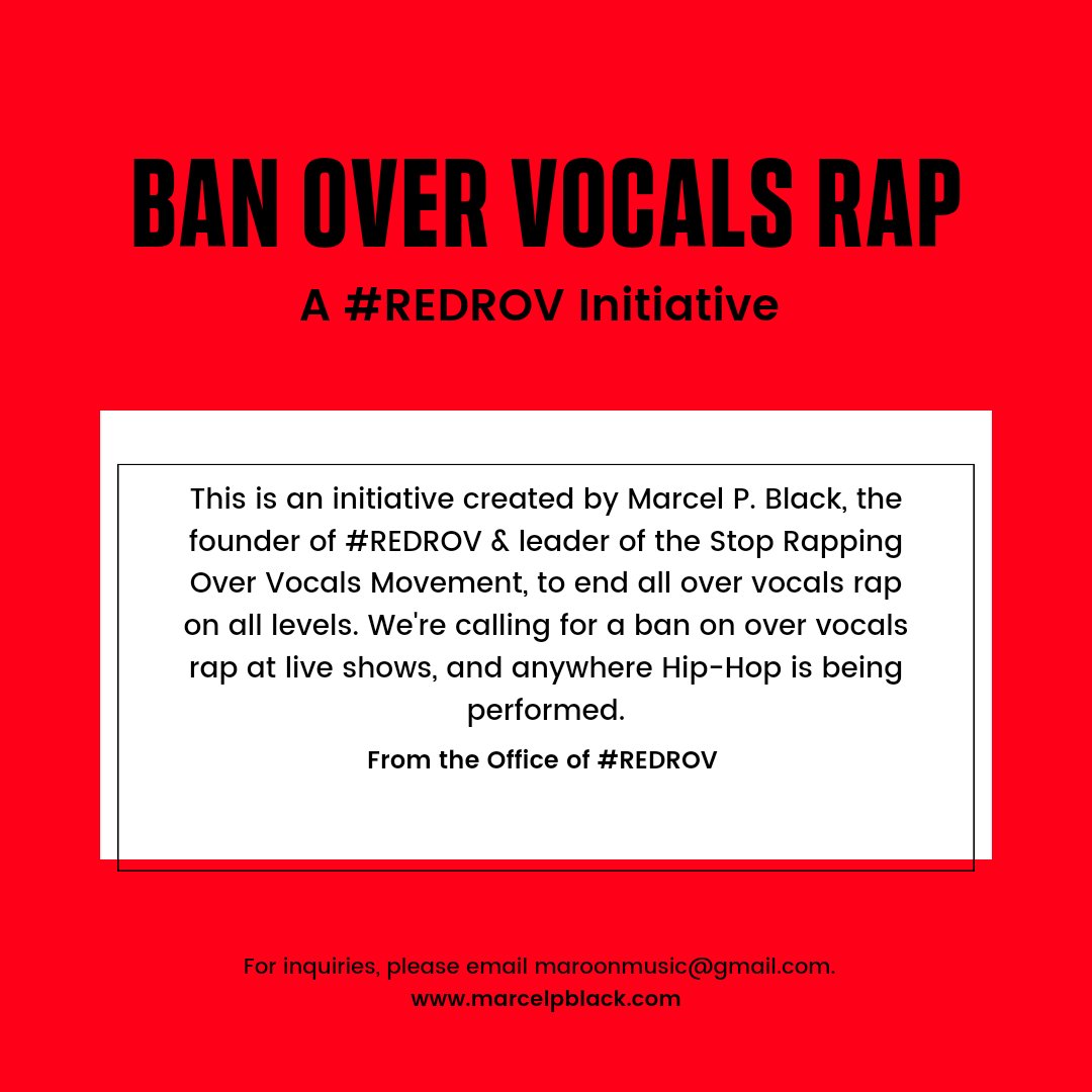 MarcelPBlack's tweet photo. Just sign the petition.

https://t.co/HXRSgu3s6B

#RealEmceesDontRapOverVocals 
#StopRappingOverVocals
#REDROV 
#ABOLISHOVERVOCALSRAP
#OverVocalsRapIs4Suckaz
#BANOVERVOCALSRAP 
#OverVocalsMoratorium
#NoMoreOverVocalsRap
#WeDoneWithOverVocalsRap
#DefundOverVocalRappers https://t.co/HKEPu2h0tX