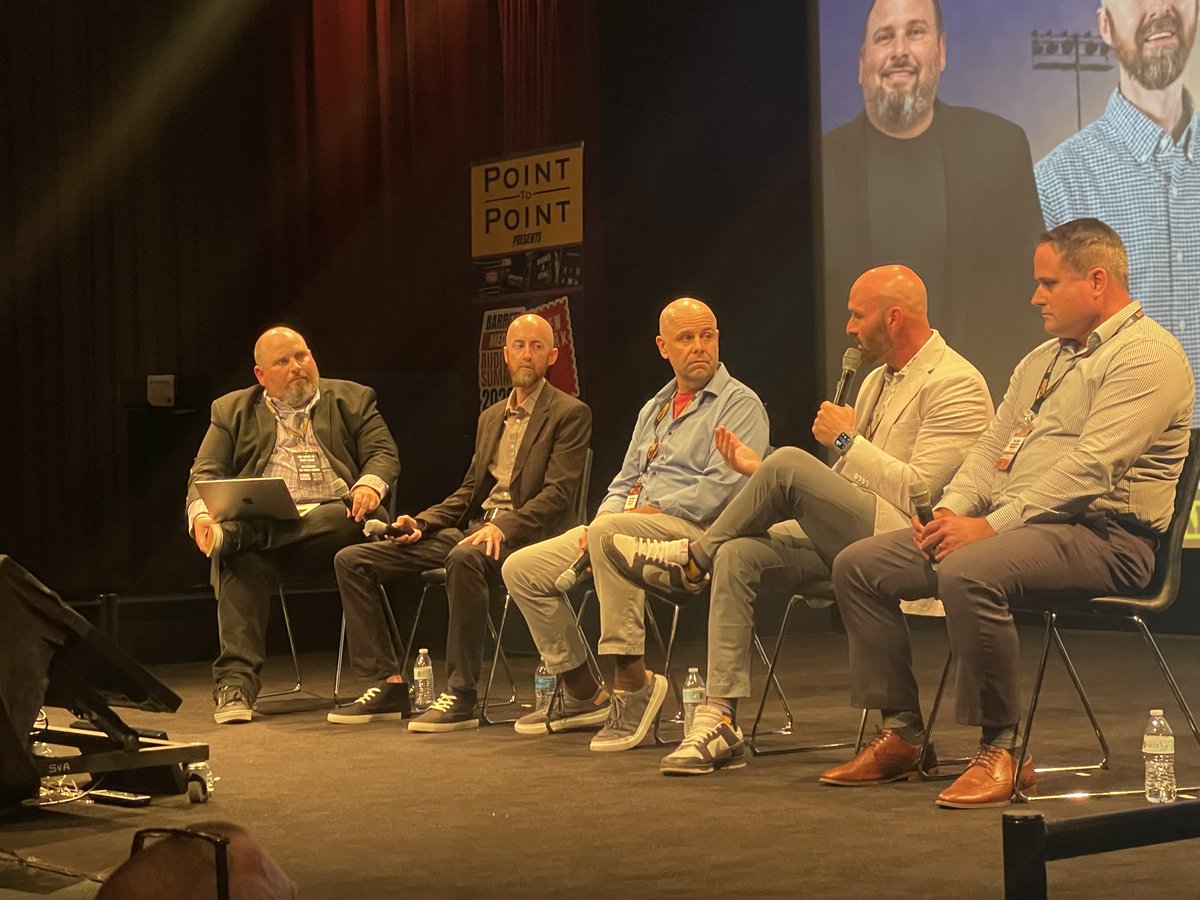 Barrett_Media's tweet photo. Our next session at the 2026 Barrett Media Audio Summit is happening RIGHT NOW as @JohnMamola leads the conversation with @937theFan's @KraigRiley, @1045TheZone's @Mase1045TheZone, @SportsRadioWIP's @RodLakin94WIP &amp; @1045espn's @MattMoscona! https://t.co/zfpd0ci7vP