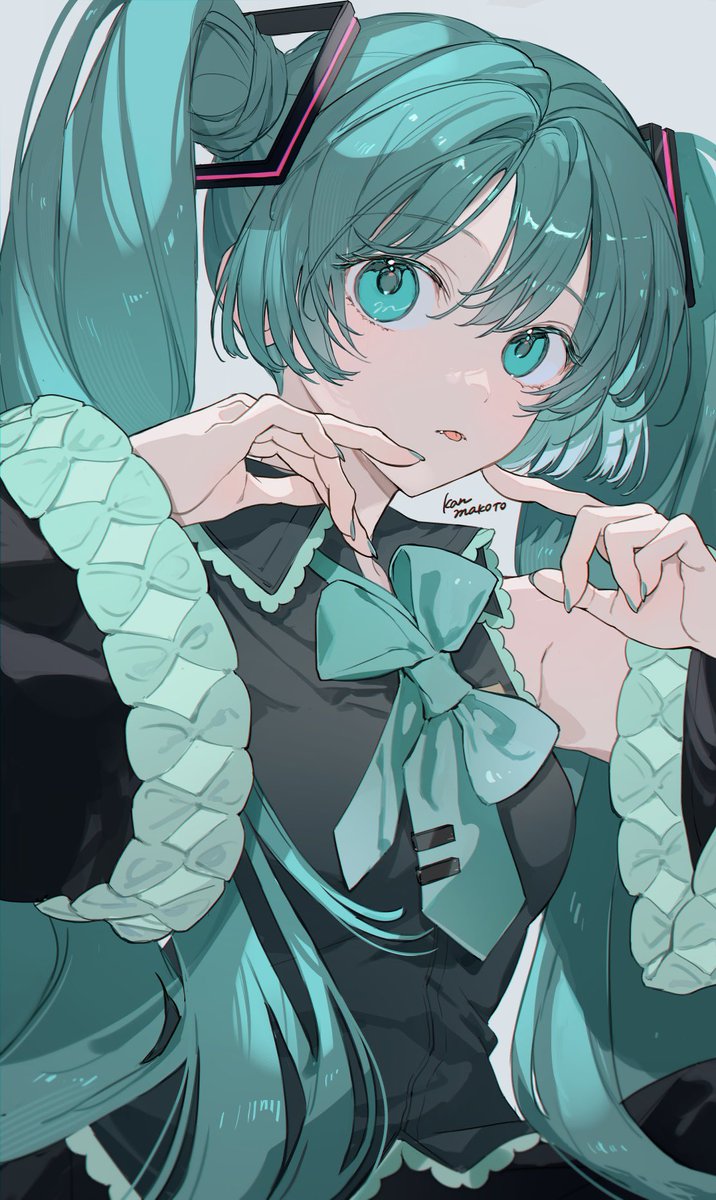 初音ミク 「舌をしまい忘れているミクちゃん」|かんざき真琴のイラスト