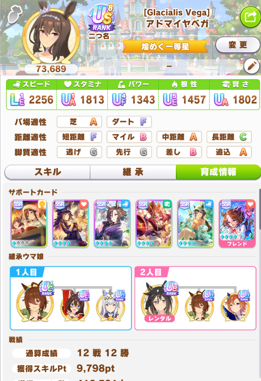 umamusume_note's tweet photo. 📢クリスマスアヤベさんの
技能試験📝頑張り中💪🔥#ウマ娘

スタ2編成にて🌟

🌟SP 9798！達成しました🌸

✨切れ者なしでUS8✨
ランキングでも、SPは上位の方々を上回り🌸
切れ者だったら、
LGもいけたのでは…感もあり、惜しいです😭

ラーメン🍜（地域）も変えたので🌸
掲載しておきます👍

👇昨日の引用元note📒にも追記しました🖊