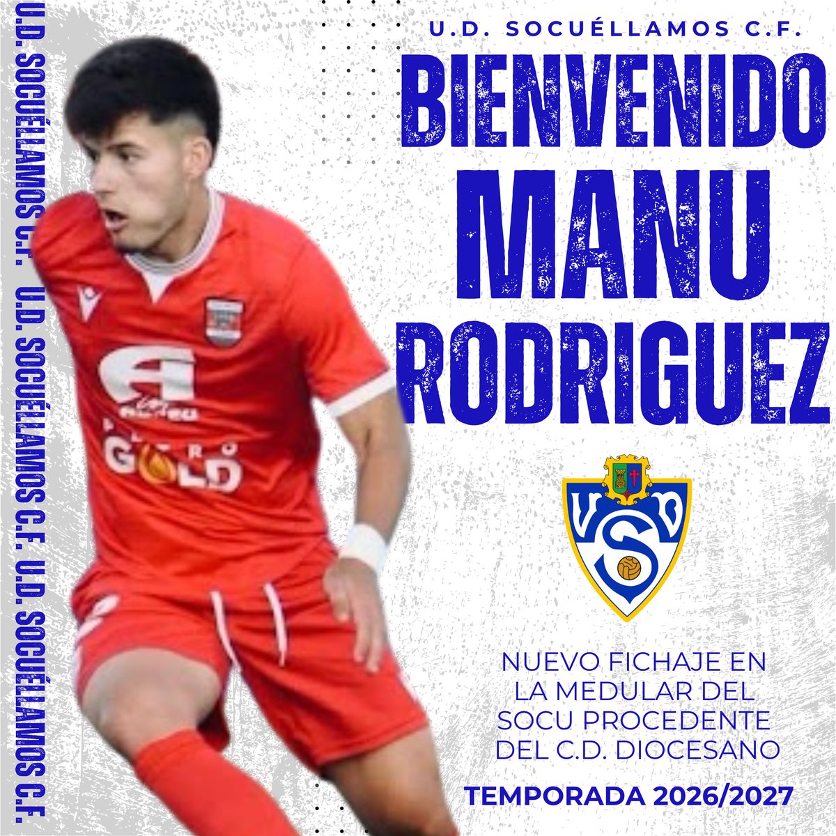 YugoUDS's tweet photo. La U.D. Socuéllamos informa de la incorporación de Manuel Rodríguez Núñez (Cartagena, 2004) como nuevo jugador de la primera plantilla de cara a la temporada 2026/27.

El centrocampista cartagenero se formó en la Cantera Albinegra pasando por el cadete y juvenil. Iniciada la temporada 20/21 se marchó al Real Murcia, donde pasó sus años en categoría juvenil con el Académico en Liga Nacional. En la 22/23 debutó en Tercera Federación con el C.D. Bullense. Firmó la siguiente temporada con el C.D. Algar, con los que jugó 9 partidos en 3ª. La 24/25 jugó 4 partidos en Segunda RFEF con la Deportiva Minera, firmando en el mercado de invierno con el Deportivo Marítimo con los que anotó 2 goles en los 14 partidos que jugó. Esta última temporada ha estado en el futbol extremeño en el C.D. Diocesano.

Se trata de un organizador con mucho recorrido y llegada, que llega a Socuéllamos para demostrar su calidad en la medular de Augusto Teruel.