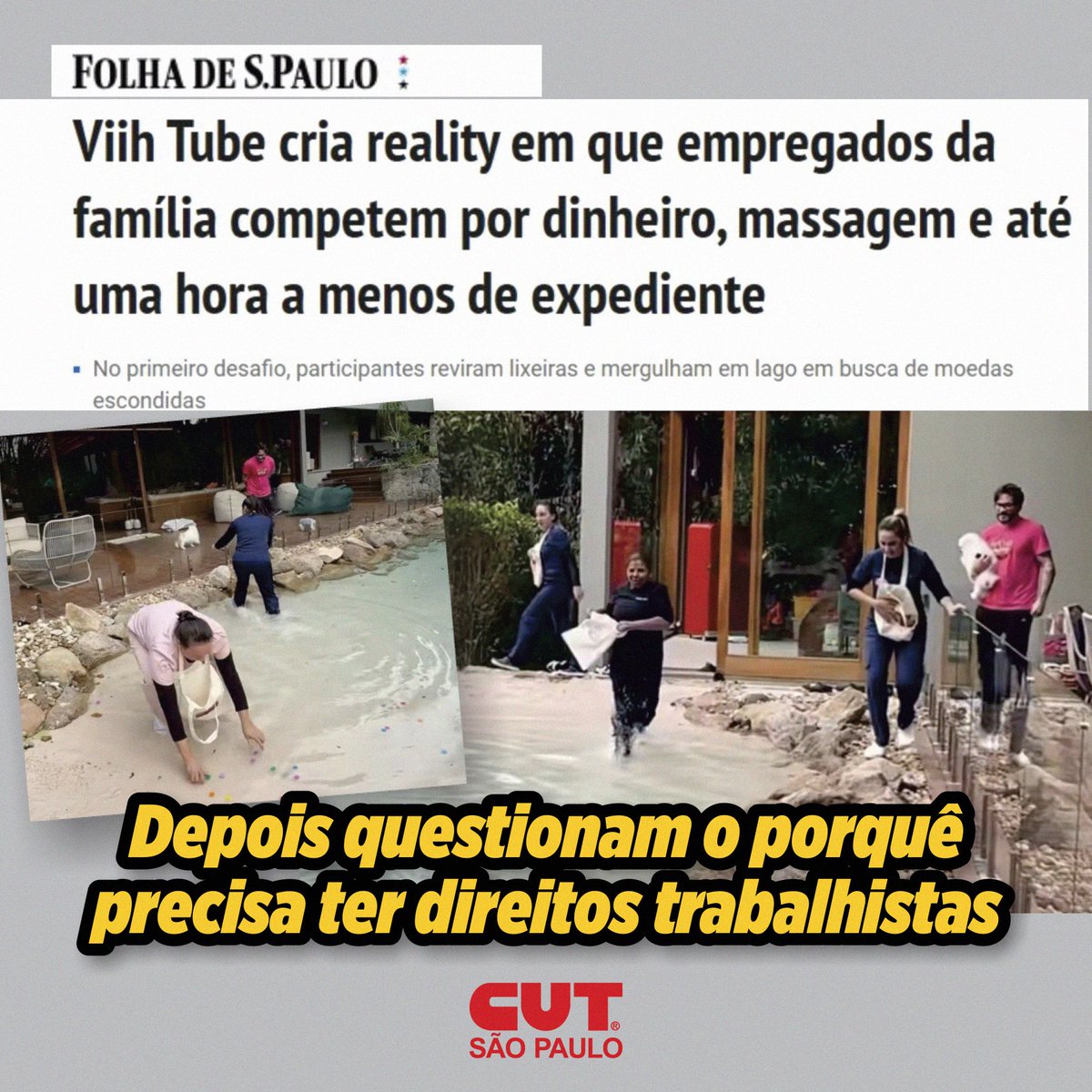 CUTsaopaulo's tweet photo. Vivemos a era da exploração dos trabalhadores e das trabalhadoras para gerar engajamento. Absurdo! #direitostrabalhistas https://t.co/pZ1CZ7LWgB