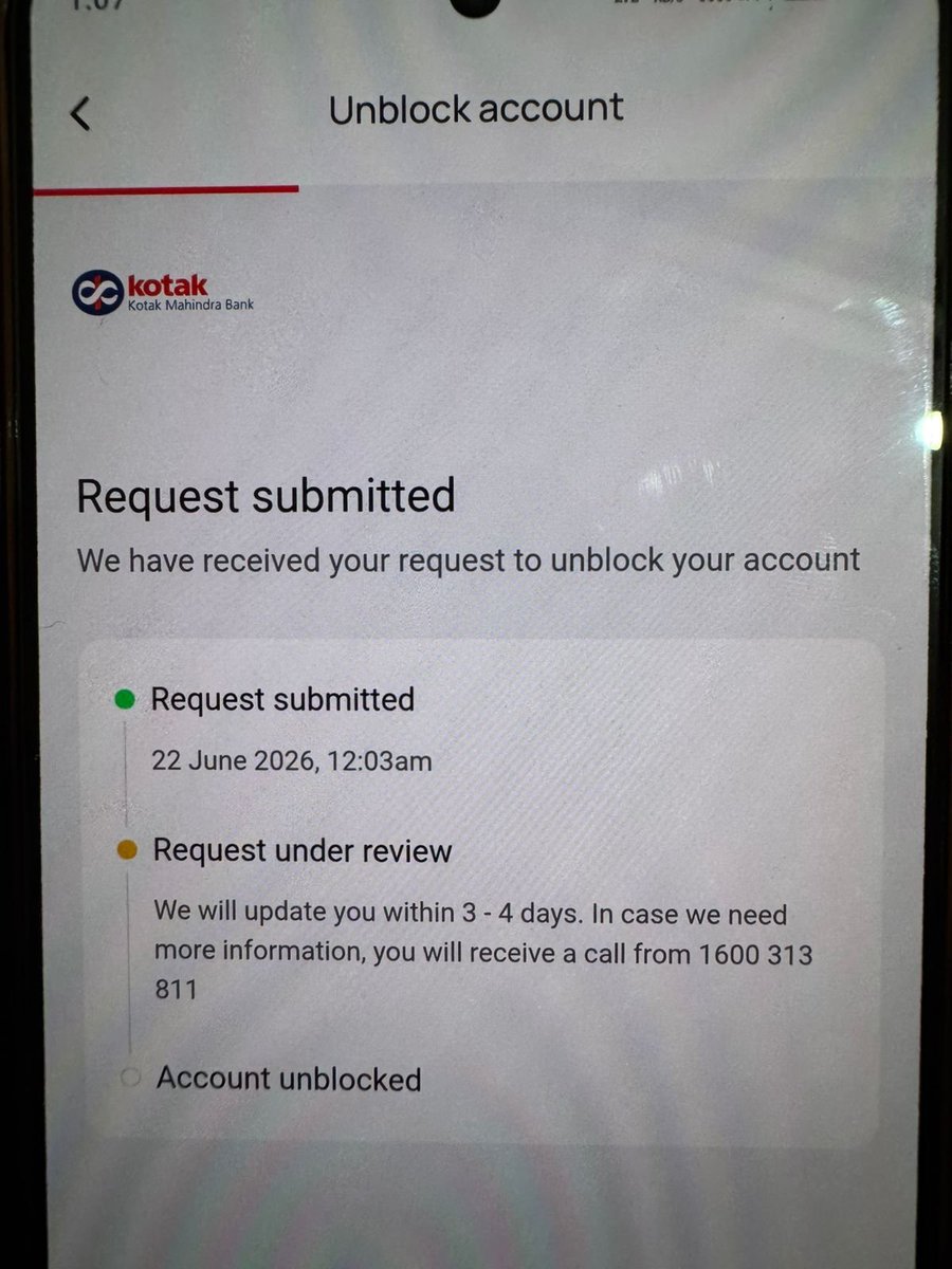 iammetaboss's tweet photo. Dear @KotakBankLtd,

I received a call from your customer care asking me to visit my nearest branch to close my account. I opened this account through Video KYC, so forcing me to visit a distant branch is causing unnecessary hardship and harassment.

My account already has a credit freeze. Kindly remove only the withdrawal freeze temporarily so I can transfer my remaining balance, or provide an online solution to close the account without a branch visit.

Please resolve this at the earliest.
#KotakBank #CustomerSupport #Banking
