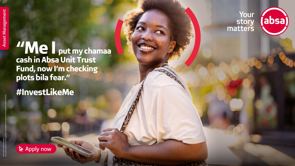 AbsaKenya's tweet photo. With #AbsaUnitTrust you can invest towards big goals like buying land or building your dream home🏡
Start from just KES 1,000 a month & let compounding do the heavy lifting.
Start here: https://t.co/fQnMfXZlEg
#AbsaAssetManagement #InvestLikeMe #AbsaWealth #YourStoryMatters https://t.co/6gZhrgc7hZ