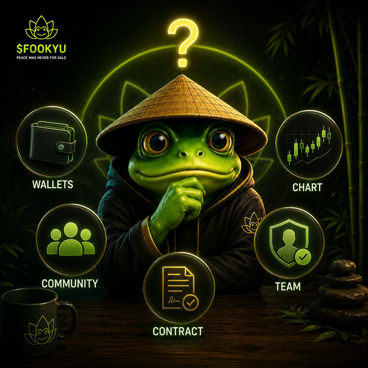 FookYuFrog's tweet photo. Quick question...❓
What's the first thing you check before buying a new token?
💴 Wallets
📊 Chart
👤 Team
📜 Contract
💬 Community

No wrong answers 🐸
#Solana https://t.co/Ipe3moqjZt