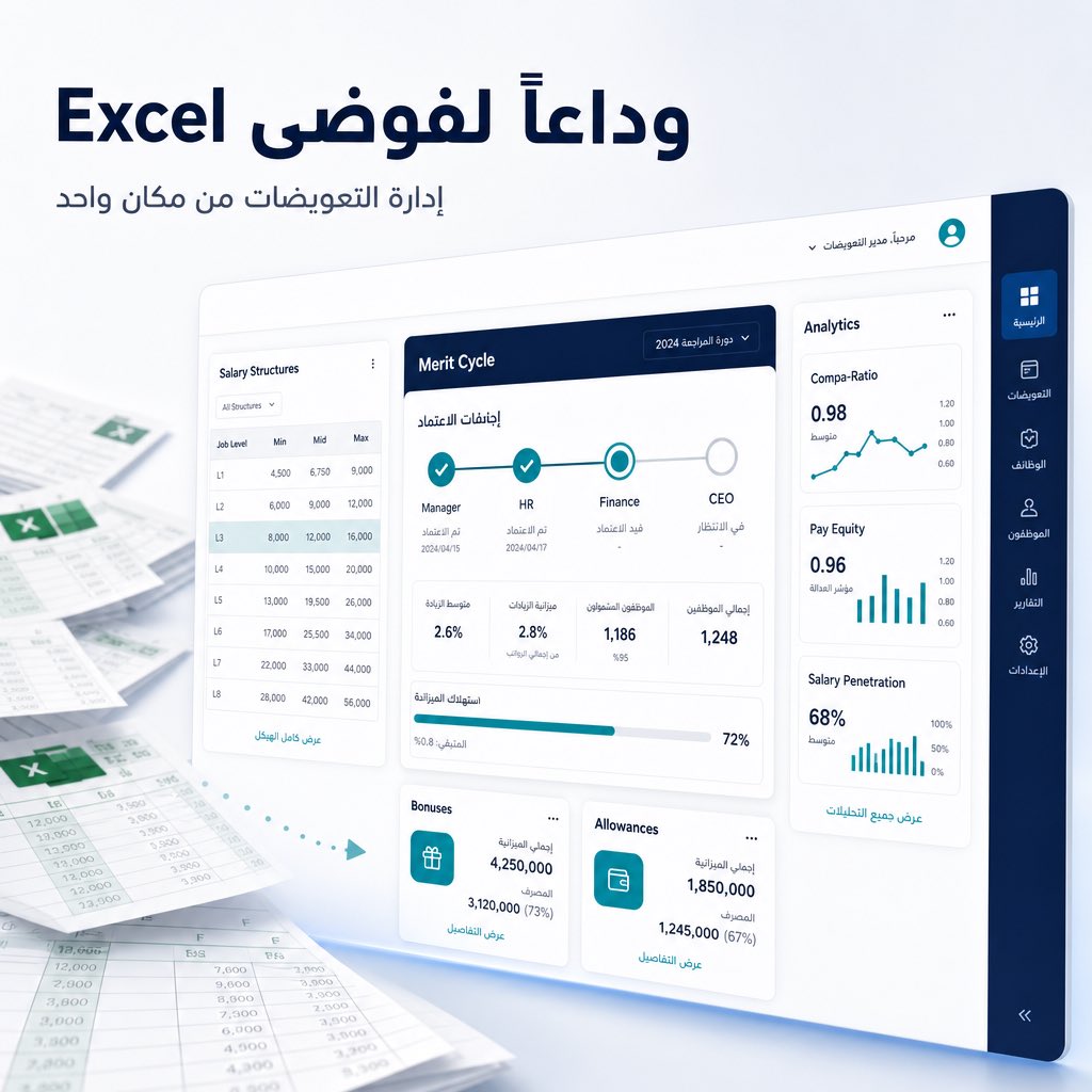 totalrewardapp's tweet photo. هل مازالت دورة الاستحقاق معلّقة في Excel؟

Total Reward يوحّد الزيادات والمكافآت والاعتمادات في مسار واضح. 

موافقات مضبوطة وسجل تدقيق وتحليلات وتقارير تنفيذية.

ثنائي اللغة ومصمم للسوق  السعودي والخليج. 

جربه مجاناً الان https://t.co/stlVomRxhc