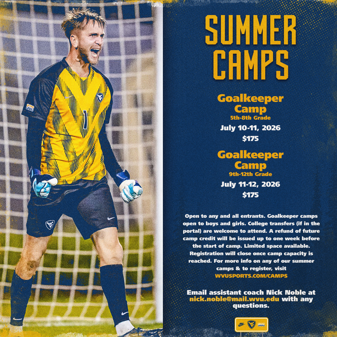 WVUMensSoccer's tweet photo. Just 10 days away from our goalkeeper camps!

Sign up today 👉 https://t.co/E88PyCfaT1 https://t.co/3kWs3RyPVK