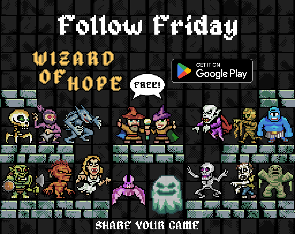 radvincen's tweet photo. It's #FollowFriday, let's support each other!
💬REPLY with your game
🔁RETWEET this thread
❤️LIKE for better visibility

I'll retweet your amazing #indiegame 👾

🕹️ Wizard of Hope:
https://t.co/bkiTM0wMfy

#indiedev #indiegamedev #solodev #gamedev #gaming https://t.co/PCWtDUmdGD